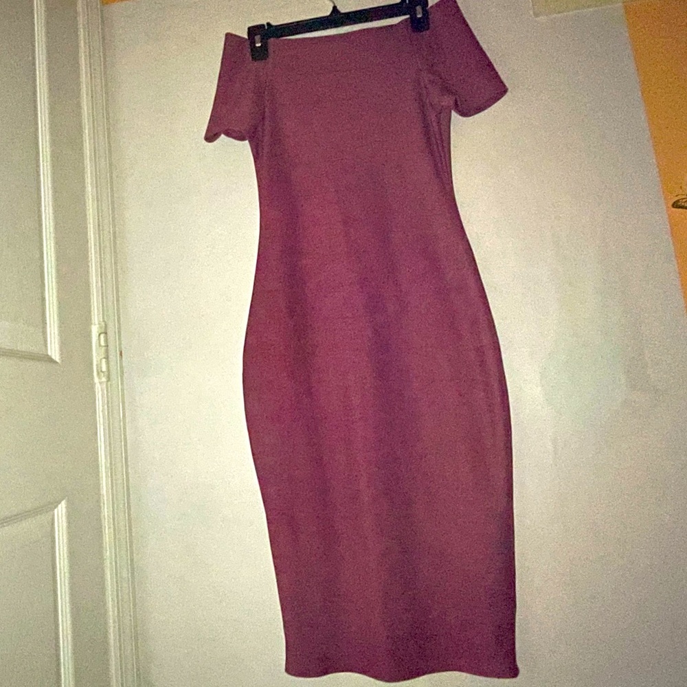 Pink long midi stretch bodycon dress